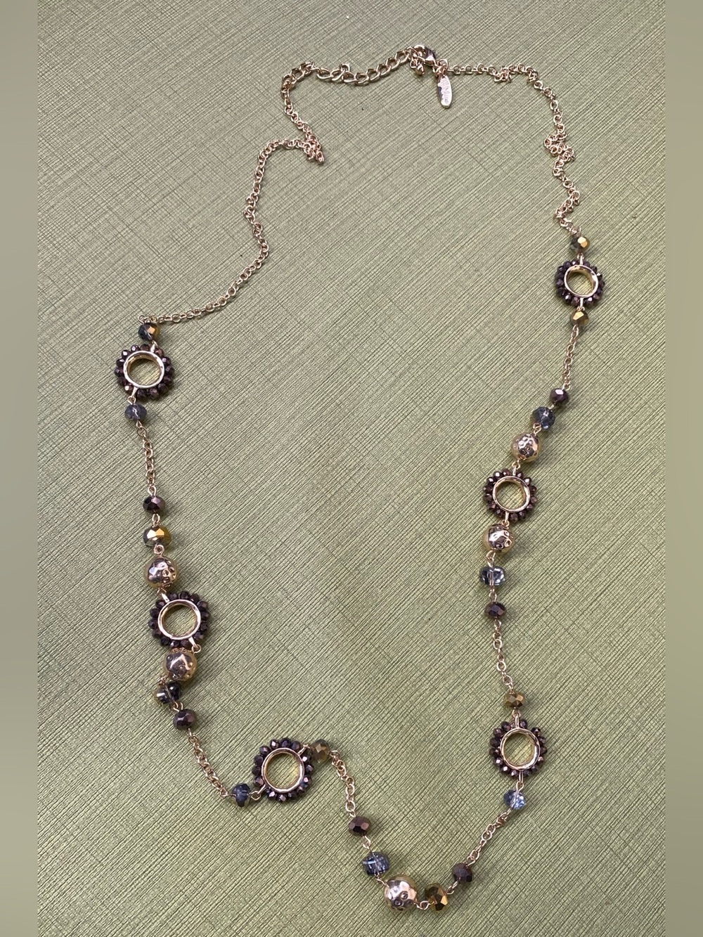 Style & Co. Rose Gold Station Necklace with Pink and Purple Beads